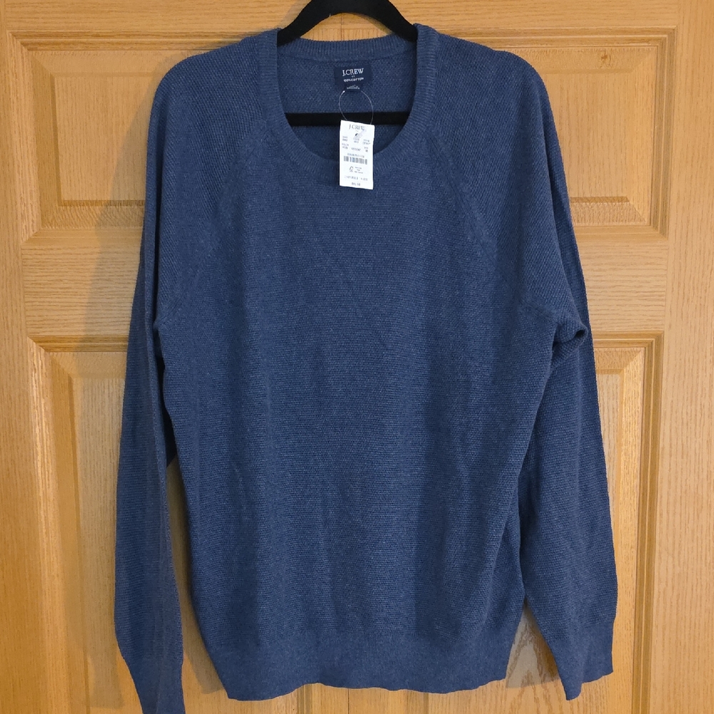 J. Crew NWT Men's Blue Seed Stitch‎ Crewneck Sweater - M